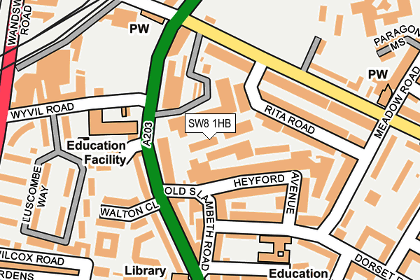 SW8 1HB map - OS OpenMap – Local (Ordnance Survey)