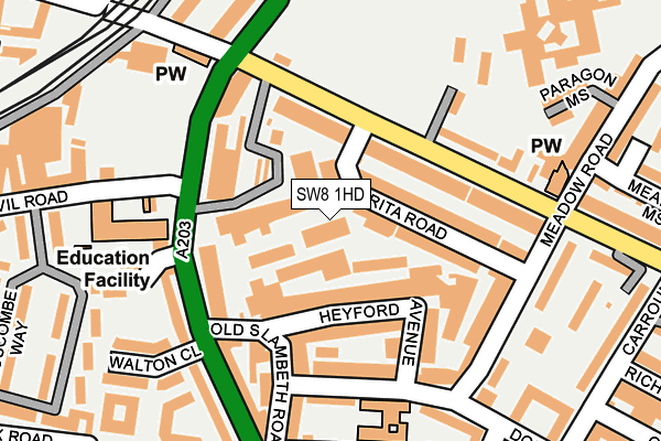 SW8 1HD map - OS OpenMap – Local (Ordnance Survey)