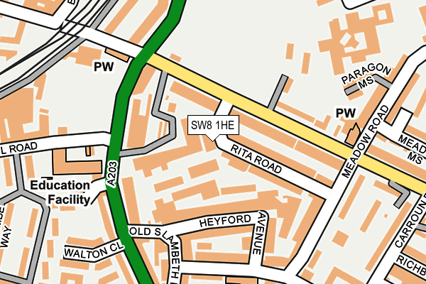 SW8 1HE map - OS OpenMap – Local (Ordnance Survey)