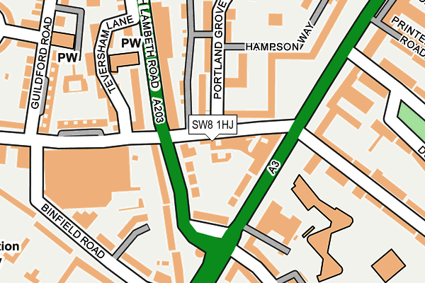 SW8 1HJ map - OS OpenMap – Local (Ordnance Survey)