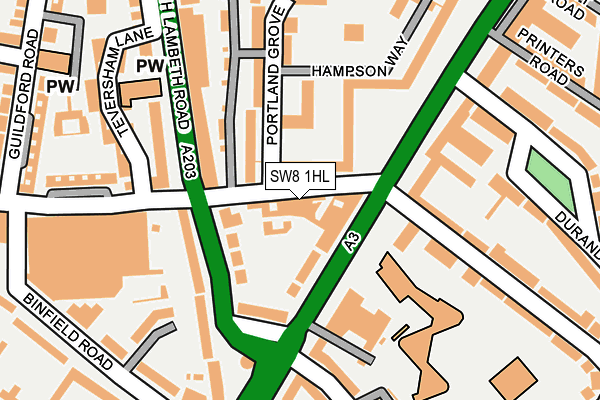 SW8 1HL map - OS OpenMap – Local (Ordnance Survey)
