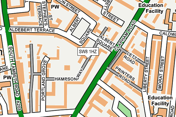 SW8 1HZ map - OS OpenMap – Local (Ordnance Survey)