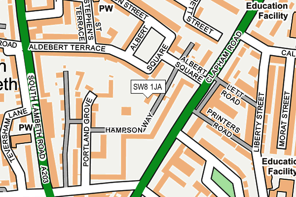 SW8 1JA map - OS OpenMap – Local (Ordnance Survey)