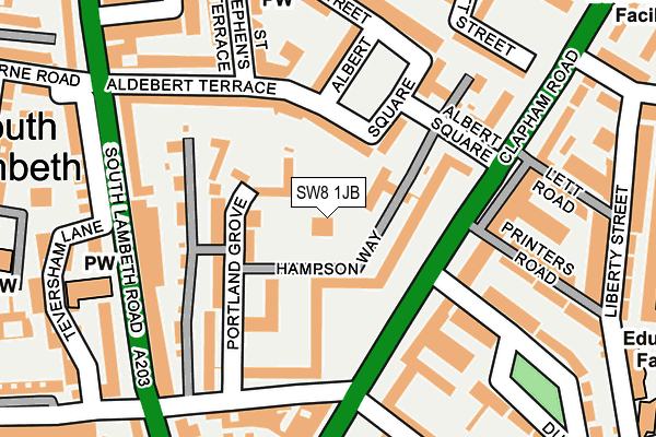 SW8 1JB map - OS OpenMap – Local (Ordnance Survey)