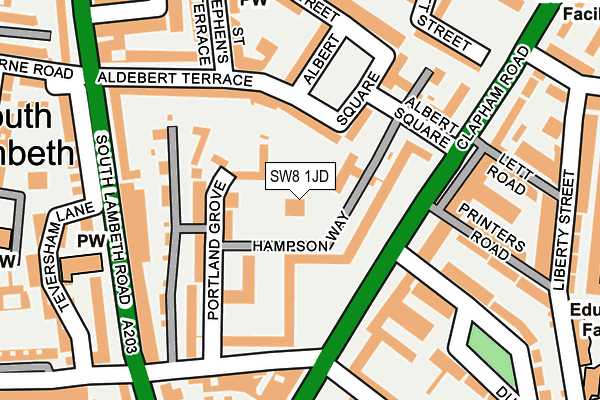 SW8 1JD map - OS OpenMap – Local (Ordnance Survey)