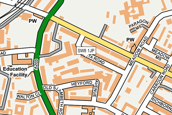 SW8 1JP map - OS OpenMap – Local (Ordnance Survey)