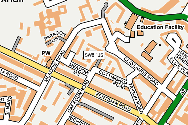 SW8 1JS map - OS OpenMap – Local (Ordnance Survey)