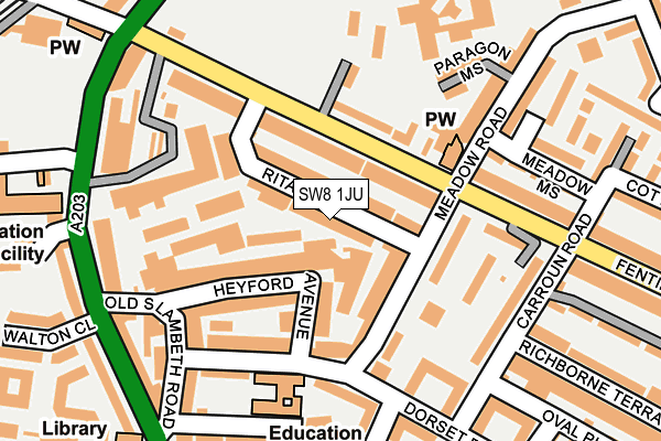 SW8 1JU map - OS OpenMap – Local (Ordnance Survey)