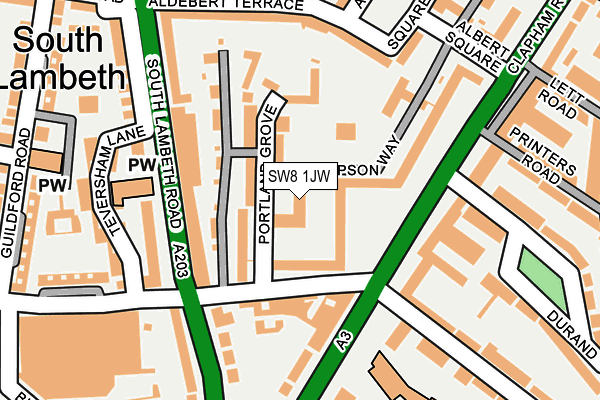 SW8 1JW map - OS OpenMap – Local (Ordnance Survey)