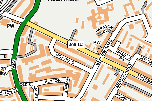 SW8 1JZ map - OS OpenMap – Local (Ordnance Survey)