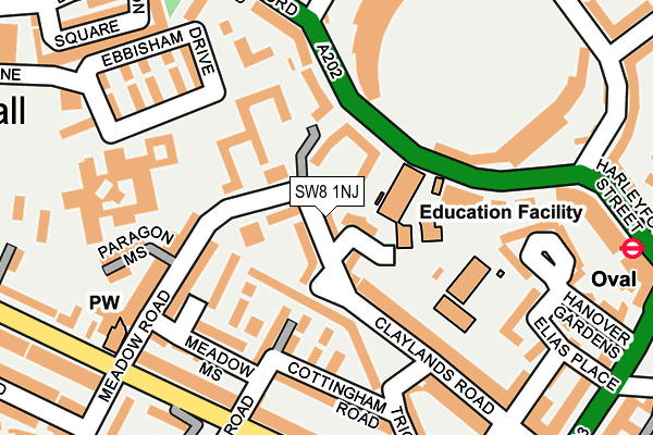 SW8 1NJ map - OS OpenMap – Local (Ordnance Survey)
