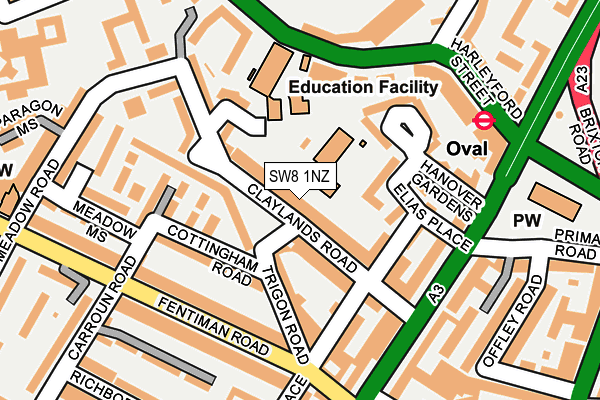 SW8 1NZ map - OS OpenMap – Local (Ordnance Survey)