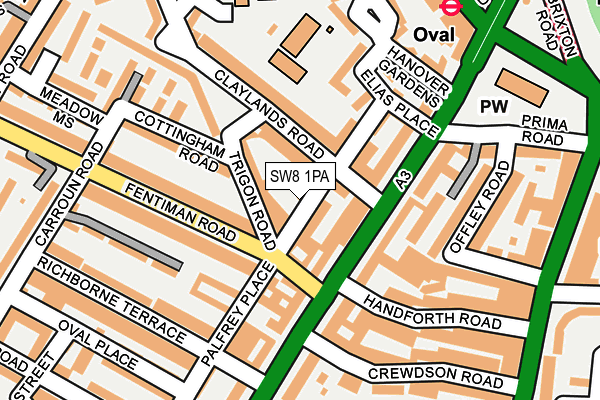 SW8 1PA map - OS OpenMap – Local (Ordnance Survey)