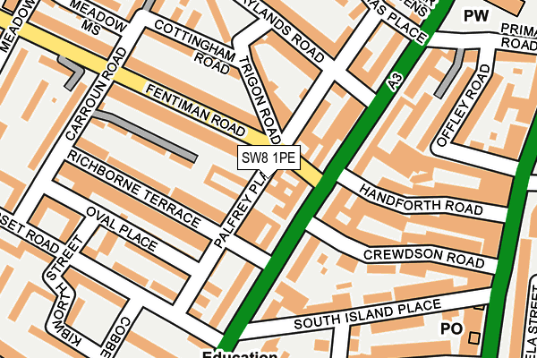 SW8 1PE map - OS OpenMap – Local (Ordnance Survey)