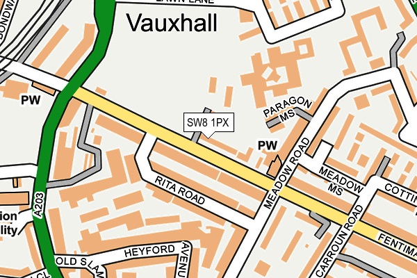 SW8 1PX map - OS OpenMap – Local (Ordnance Survey)