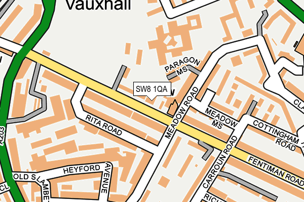 SW8 1QA map - OS OpenMap – Local (Ordnance Survey)