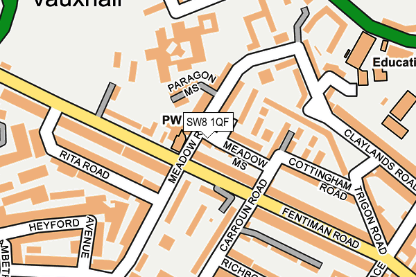 SW8 1QF map - OS OpenMap – Local (Ordnance Survey)