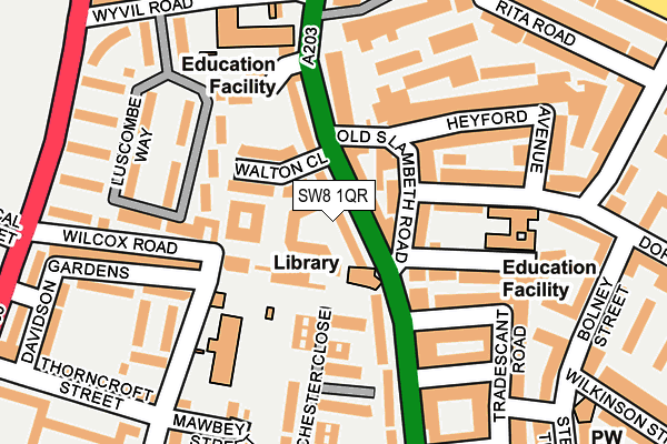 SW8 1QR map - OS OpenMap – Local (Ordnance Survey)