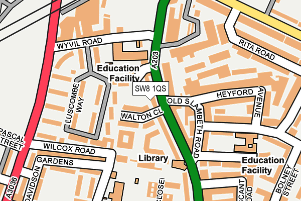 SW8 1QS map - OS OpenMap – Local (Ordnance Survey)