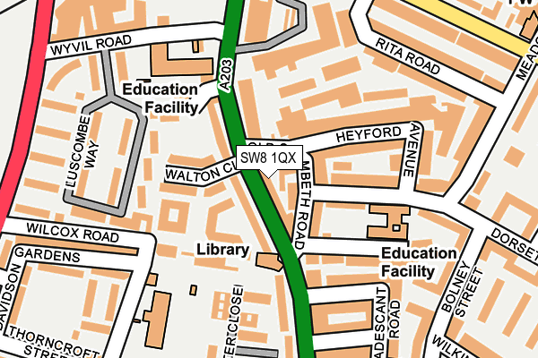 SW8 1QX map - OS OpenMap – Local (Ordnance Survey)