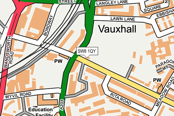 SW8 1QY map - OS OpenMap – Local (Ordnance Survey)