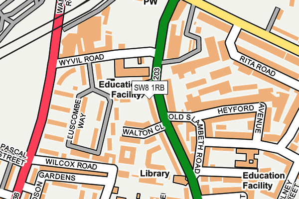 SW8 1RB map - OS OpenMap – Local (Ordnance Survey)