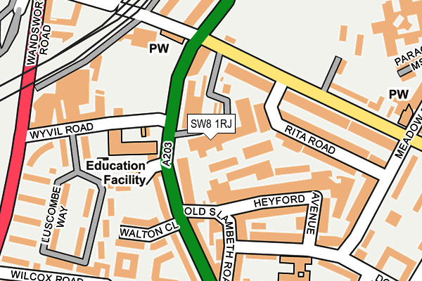 SW8 1RJ map - OS OpenMap – Local (Ordnance Survey)