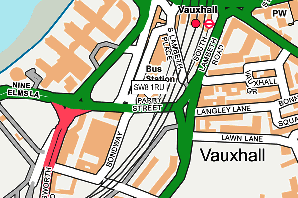 SW8 1RU map - OS OpenMap – Local (Ordnance Survey)