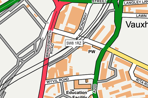 SW8 1RZ map - OS OpenMap – Local (Ordnance Survey)