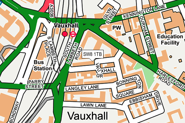 SW8 1TB map - OS OpenMap – Local (Ordnance Survey)