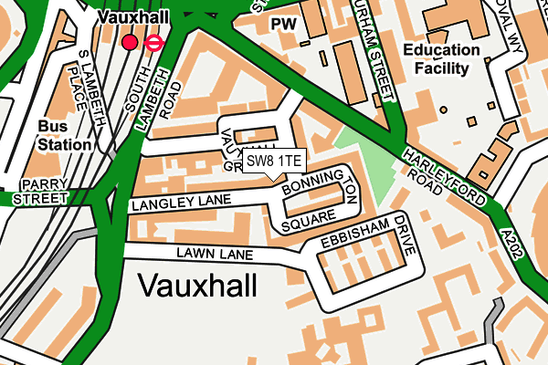 SW8 1TE map - OS OpenMap – Local (Ordnance Survey)