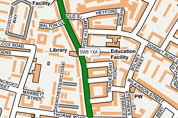 SW8 1XA map - OS OpenMap – Local (Ordnance Survey)