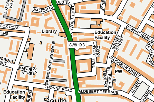 SW8 1XB map - OS OpenMap – Local (Ordnance Survey)