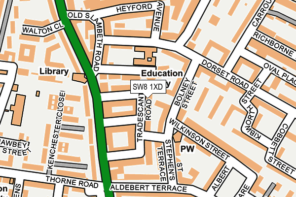 SW8 1XD map - OS OpenMap – Local (Ordnance Survey)