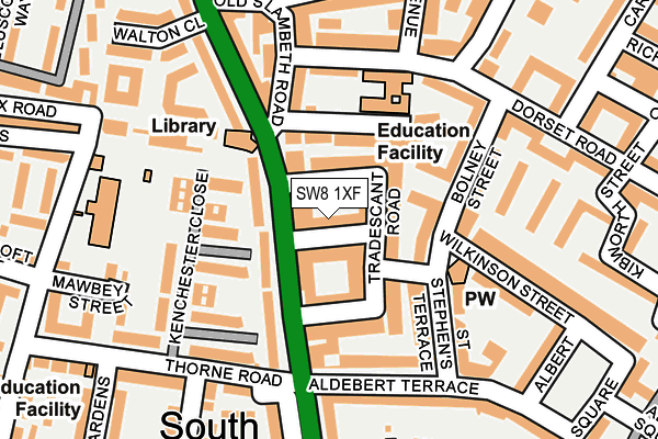 SW8 1XF map - OS OpenMap – Local (Ordnance Survey)