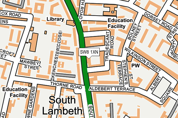 SW8 1XN map - OS OpenMap – Local (Ordnance Survey)