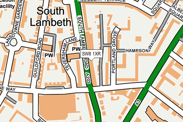 SW8 1XR map - OS OpenMap – Local (Ordnance Survey)