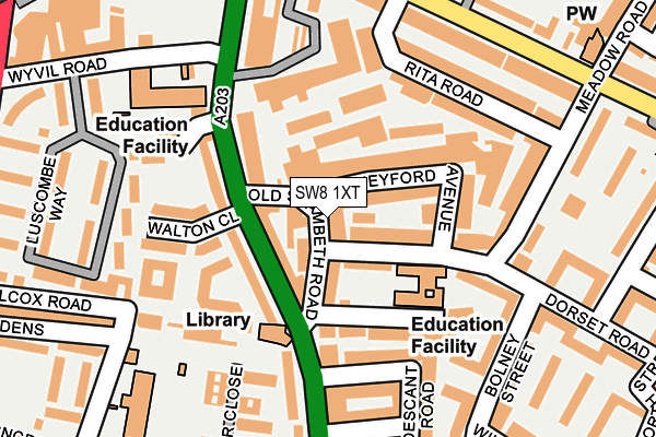 SW8 1XT map - OS OpenMap – Local (Ordnance Survey)