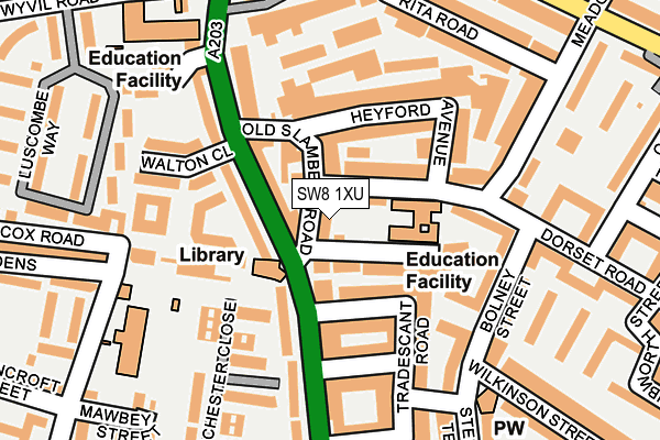 SW8 1XU map - OS OpenMap – Local (Ordnance Survey)