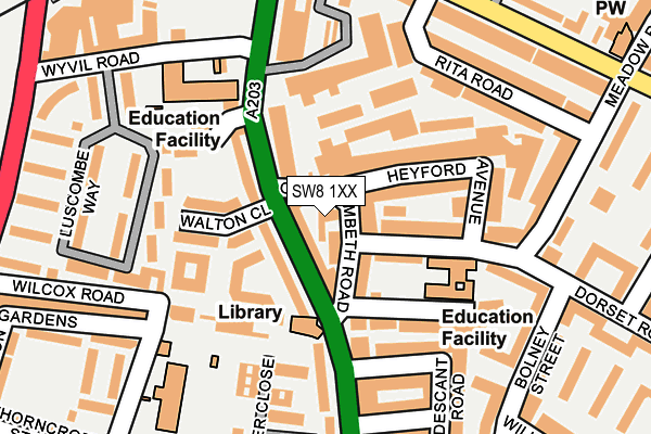 SW8 1XX map - OS OpenMap – Local (Ordnance Survey)