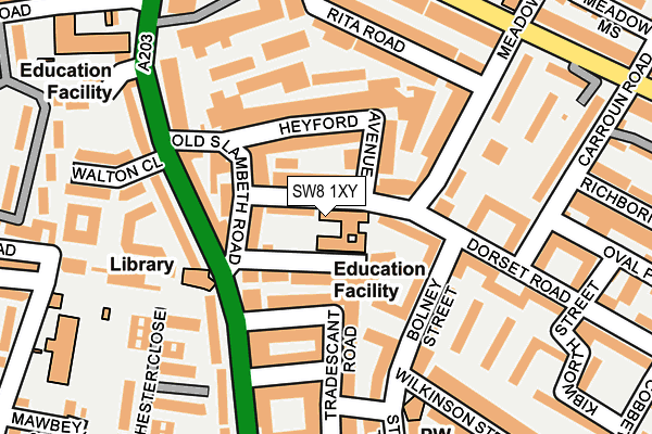 SW8 1XY map - OS OpenMap – Local (Ordnance Survey)