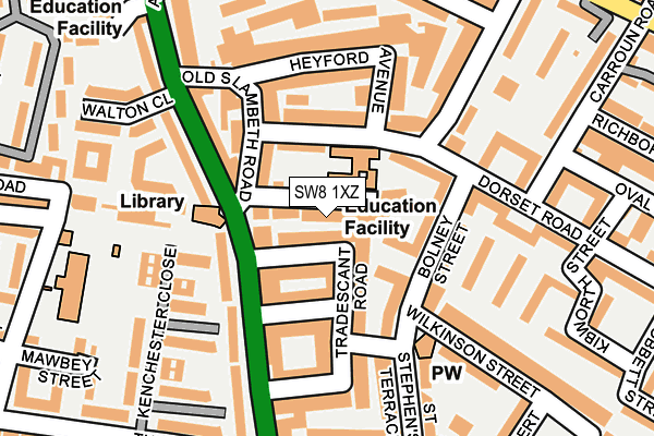 SW8 1XZ map - OS OpenMap – Local (Ordnance Survey)