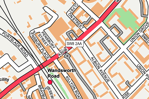 SW8 2AA map - OS OpenMap – Local (Ordnance Survey)