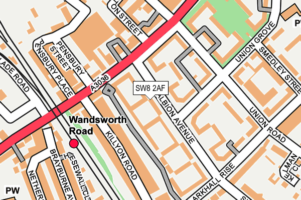 SW8 2AF map - OS OpenMap – Local (Ordnance Survey)