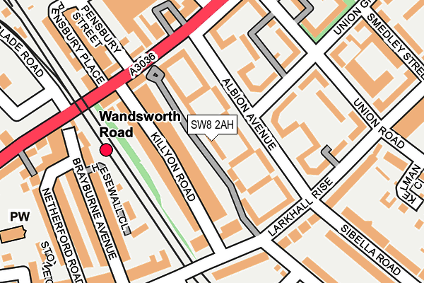 SW8 2AH map - OS OpenMap – Local (Ordnance Survey)