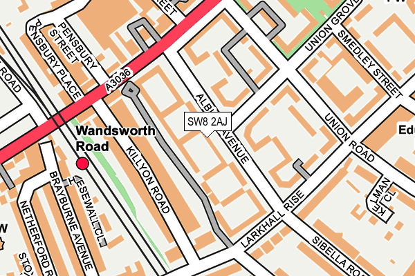 SW8 2AJ map - OS OpenMap – Local (Ordnance Survey)