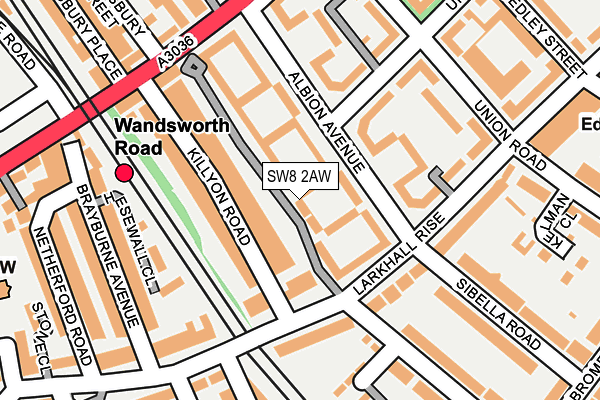 SW8 2AW map - OS OpenMap – Local (Ordnance Survey)