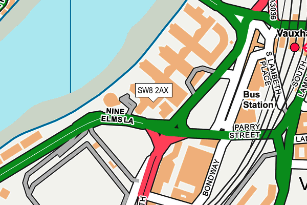 SW8 2AX map - OS OpenMap – Local (Ordnance Survey)