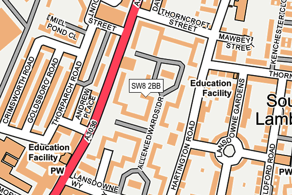 SW8 2BB map - OS OpenMap – Local (Ordnance Survey)