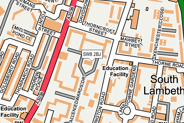 SW8 2BJ map - OS OpenMap – Local (Ordnance Survey)